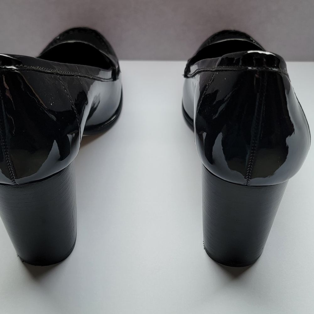 Michael Kors Black Patent Leather Heeled Loafers - Picture 2 of 4